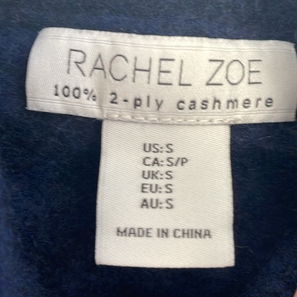 Rachel Zoe 2ply 100% Cashmere Drawstring Soft Turtleneck Sweater Dark Blue Small - Picture 4 of 12